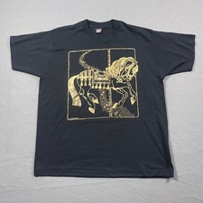 VTG Shirt Men XXL Black Gold 90s Single Stitch USA Made Air Wave Carousel Horse