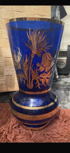 Bohemian vase cobalt blue - bohemian,