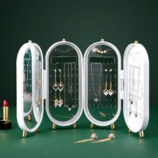 Earring Display Stand with Mirror Folding Jewellery Organiser Holder Storage Box
