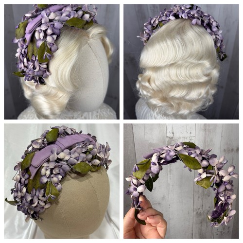 Vintage 1950s hat purple - vintage,