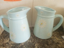 X 2 vintage enamel jug pitcher