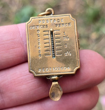 Antique Miniature Postal Scales and stamp case Reg design c19th Watch chain fob