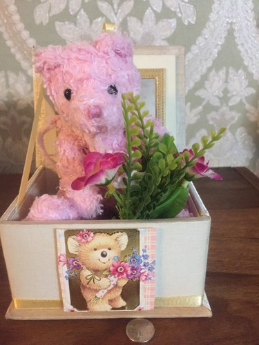Vintage small teddy bear pink - teddy,