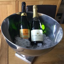 Aluminium Bowl Champagne Cooler Ice Bucket Large Silver Polished On Pedestal