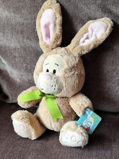 Easter Bunny Soft Toy 9” Beige & Green Bow 8th Wonder Ltd Plush Rabbit NWT
