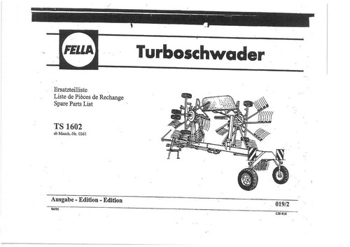Fella hay rake ts1602 parts - fella,