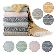 Throw Blanket for Sofas Couch Bed Runner Scandi Woven Soft Cotton Zahra