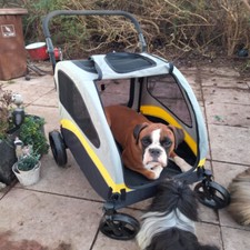 Ultra Portable Dog Stroller Pet Pushchair Pram on Wheel Hitch Animal Kennel Cart