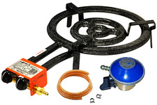 40cm Premium Paella 3 Ring Gas Burner (34-70cm Pan) + 1.5kg/h Butane Reg & Hose