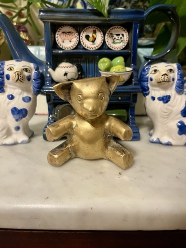 Vintage brass teddy bear - teddy,