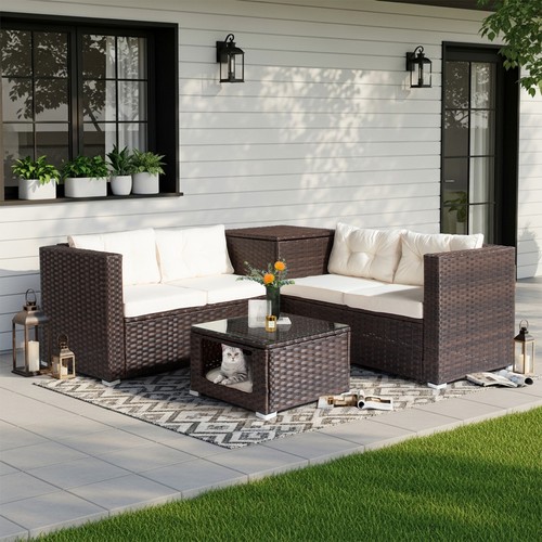 Rattan garden furniture set - furniture,