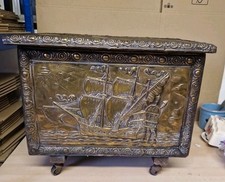 Large Antique Embossed Brass
