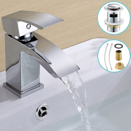 New modern waterfall bathroom - waterfall,