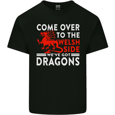 Come to the Welsh Side Dragons Wales Rugby Mens Cotton T-Shirt Tee Top