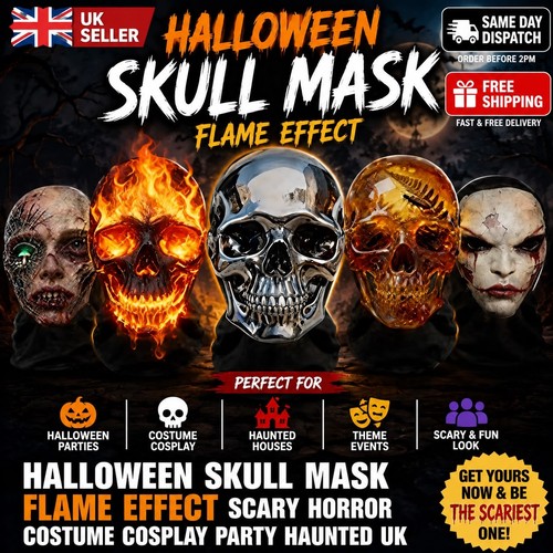 Halloween skull mask - skull, flame