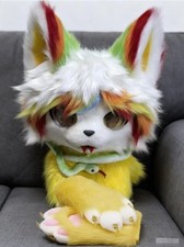 Fursuit Long haired Dog Fox Mascot Party Halloween Fur Cosplay(head+claws)