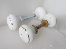 Vintage Ceramic Door Handles Knobs Pulls Old Plates Antique ODD Gold Band