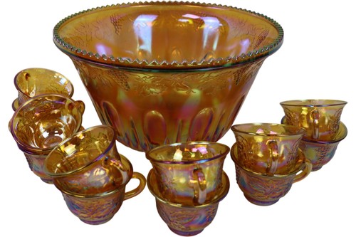 Iridescent amber glass punch - glass,