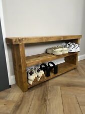 Rustic wooden shoe rack storage shelf hall bench reclaimed timber solid wood
