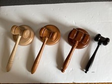 WOODEN HARDWOOD TURNED GAVEL & SOUND BLOCK MEETING AUCTION SALE AUCTIONEER MASON