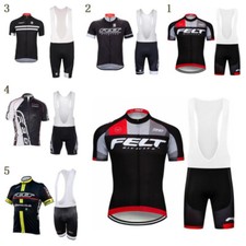 NEW Men FELT Cycling Jersey Suit Team Road Bike Short Sleeve Gel Bib Shorts Set