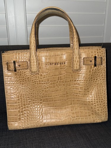 Tan crocodile embossed - tan, leather