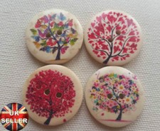 5 Wooden Tree Buttons LARGE