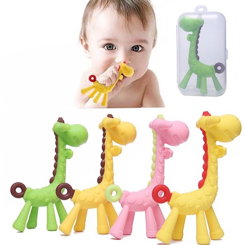 Baby silicone giraffe teether - silicone,