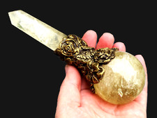 Citrine crystal magic wand, abundance, healing tools, wiccan pagan druid wands