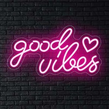 Good Vibes Led Neon Light Sign Kids Room Wedding Party Bar Wall Hanging Decor UK