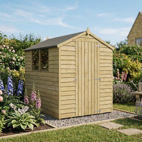 7x5 wooden garden shed overlap - shed,