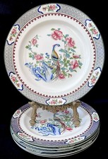 Hancock & Sons Corona Wear Hand Painted Rockery & Pheasant 6 Dinner Plates 10.3”