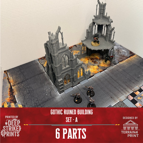 Gothic ruined tower x2 - ruined,