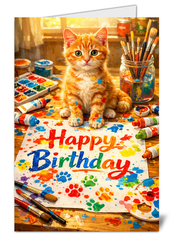 Artistic kitten birthday - kitten,