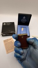Vintage Ronson Varaflame Comet Burgundy Gold Plated Lighter,Boxed, Mint,England