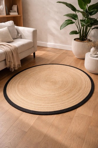 Round rug natural jute - natural,
