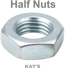 HALF LOCK NUTS ZINC PLATED STEEL BZP M3 M4 M5 M6 M8 M10 M12 M14 M16 M20 M24 M30