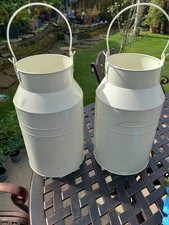 2 x Tin Cream Milk Churns 15in