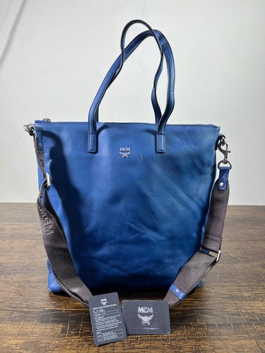 Mcm auth blue leather - blue, tote