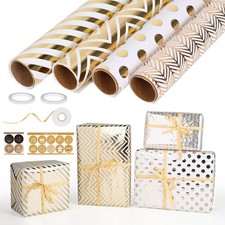 4 Rolls Wrapping Paper,Gold
