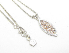 Clogau Gold Silver & 9ct Rose Gold Queen Eleanor Diamond Pendant & 18" Chain