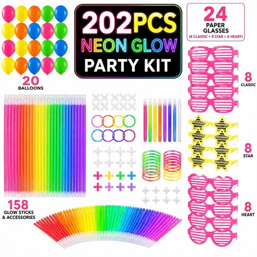 202pcs neon glow party - 202pcs, kit