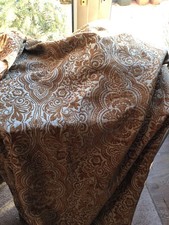 Heavy chenille baroque jacquar brocade curtains duck egg blue green gold 66x90"