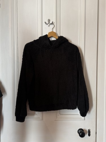 Black fluffy bear ears - black, hoodie