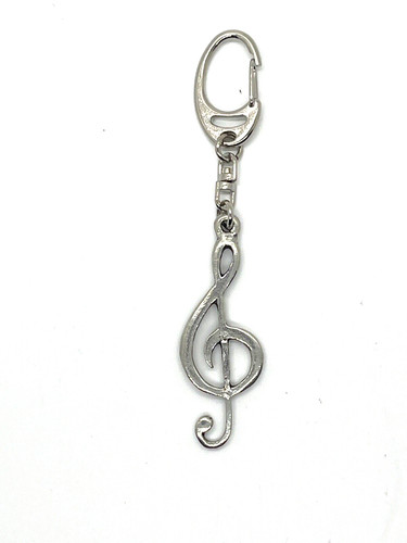 Pewter treble clef - pewter, keyring