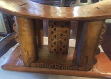 Very Rare Antique Ashanti Stool Hand Carved Wooden Intricate Woodwork