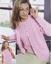 womens ladies cardigan and top twin set double knit knitting pattern COPY a90