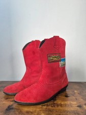 Vintage Red Suede Cowboy Boots