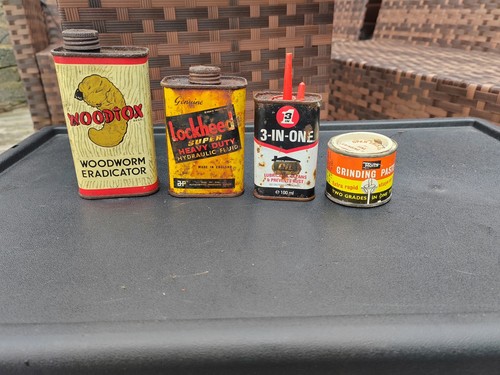 Vintage workshop tins display - tins,,