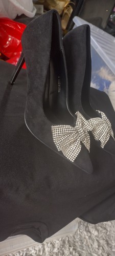 Drag queen black suede court - black,